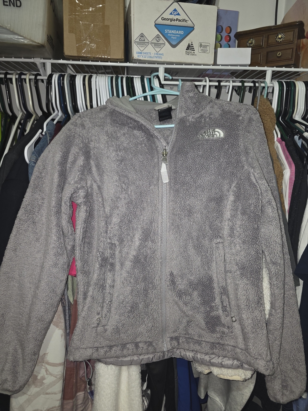 The North Face Gray Plush Full-Zip Fleece Jacket